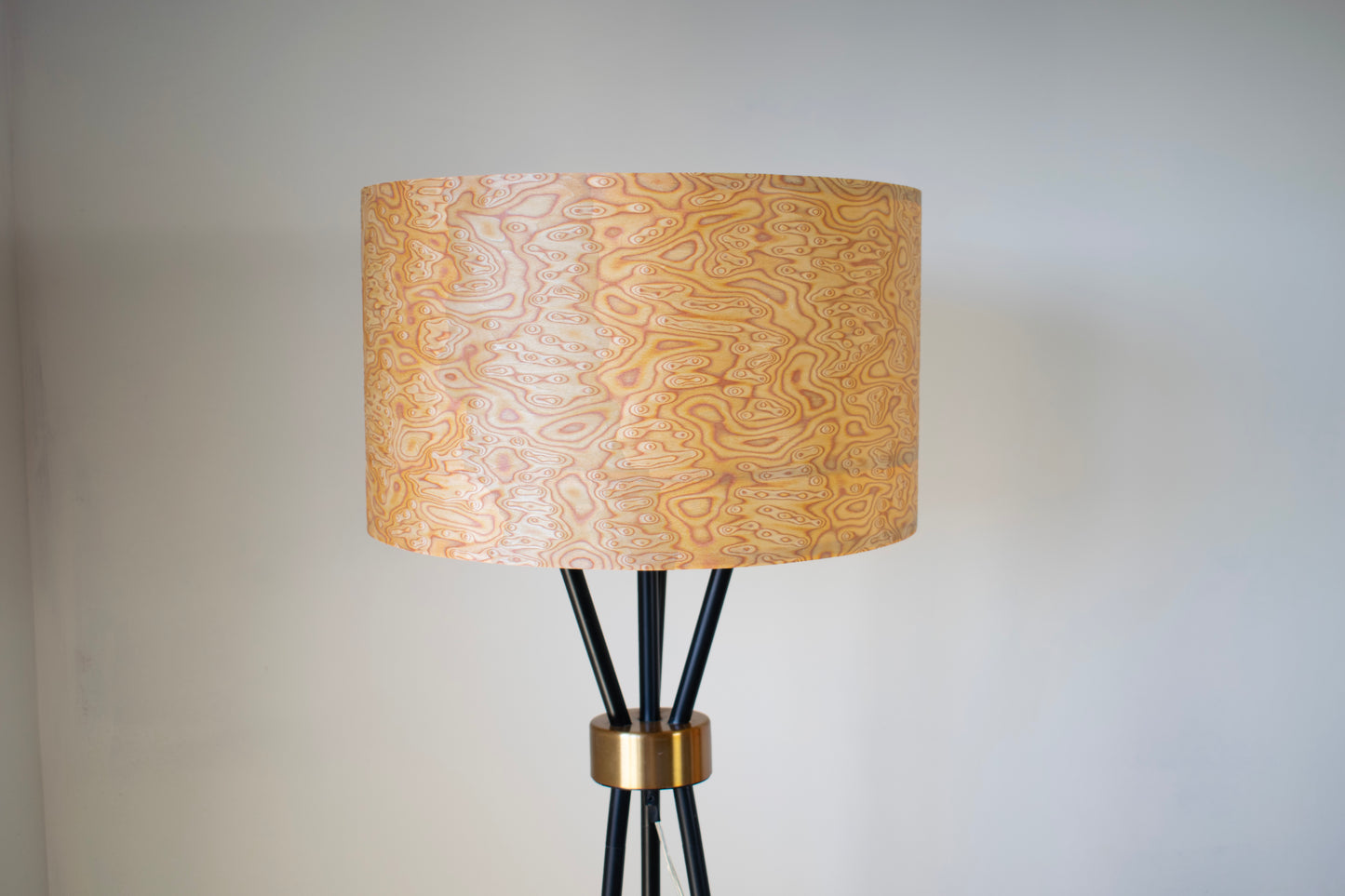 Large Bird's Eye Wood Veneer Lampshade with Wavy Swirl Burl Maple Effect for Floor Lamps or Table Lamps