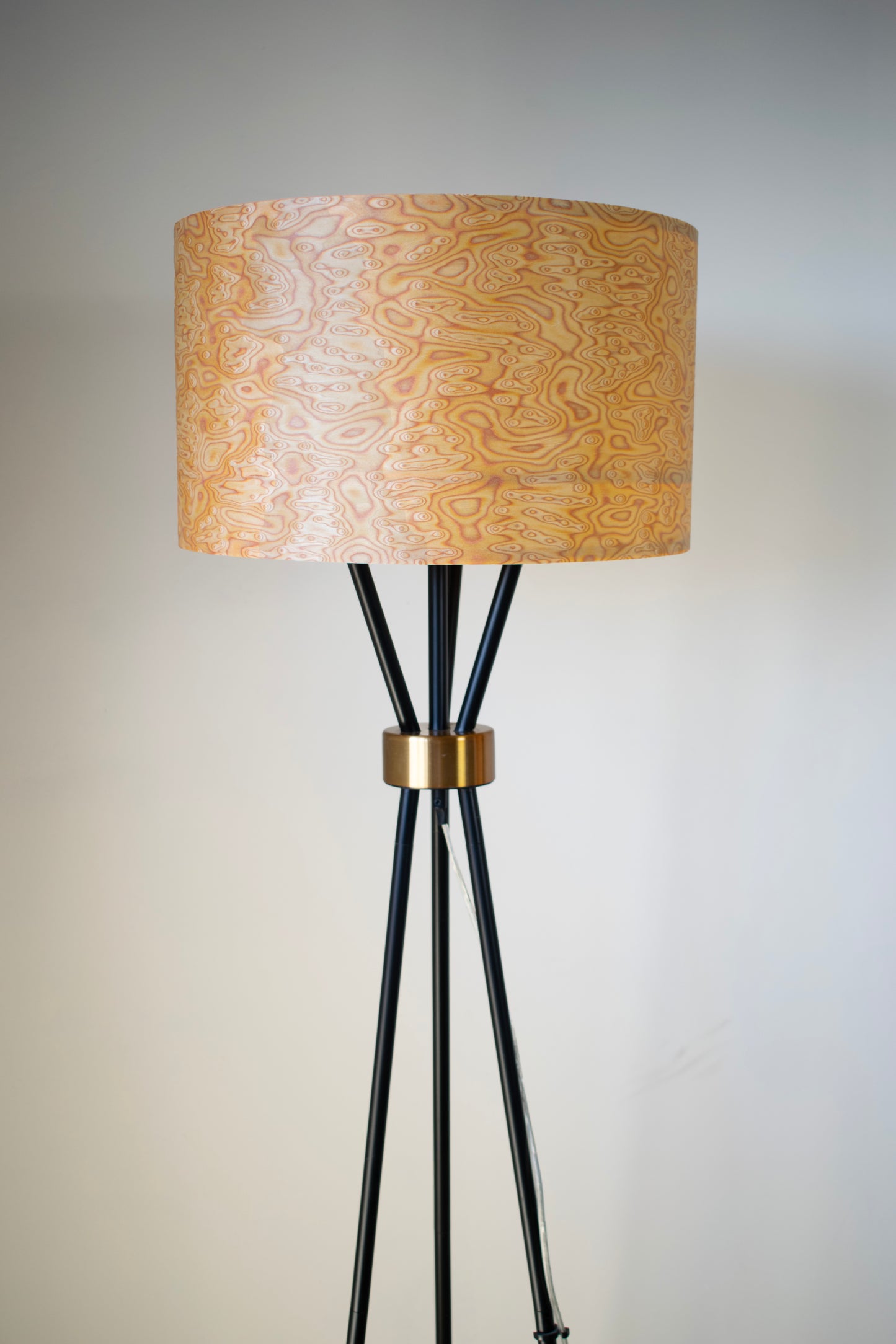 Large Bird's Eye Wood Veneer Lampshade with Wavy Swirl Burl Maple Effect for Floor Lamps or Table Lamps
