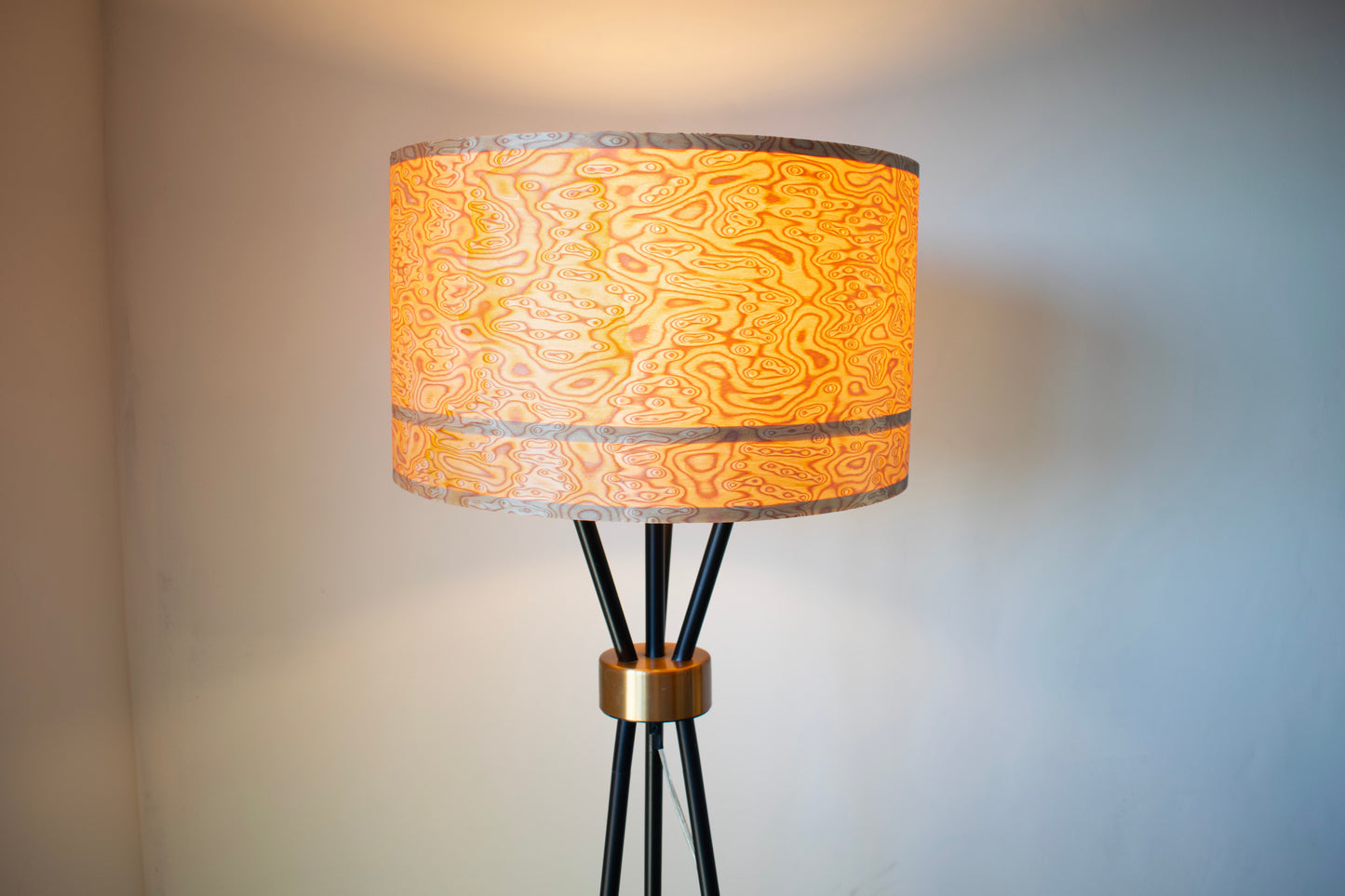 Large Bird's Eye Wood Veneer Lampshade with Wavy Swirl Burl Maple Effect for Floor Lamps or Table Lamps