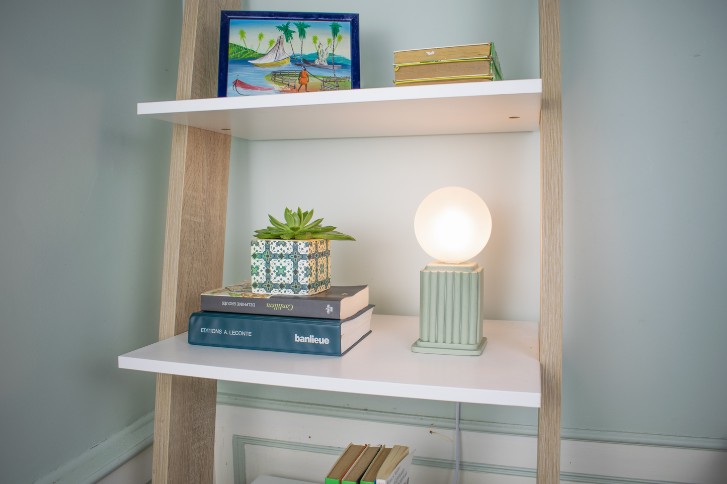 Green Heera | Small Sage Green Square Table Lamp Base