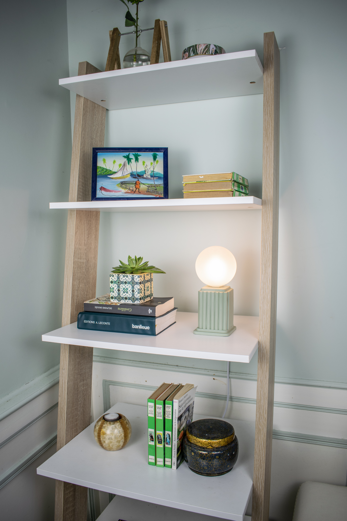 Green Heera | Small Sage Green Square Table Lamp Base