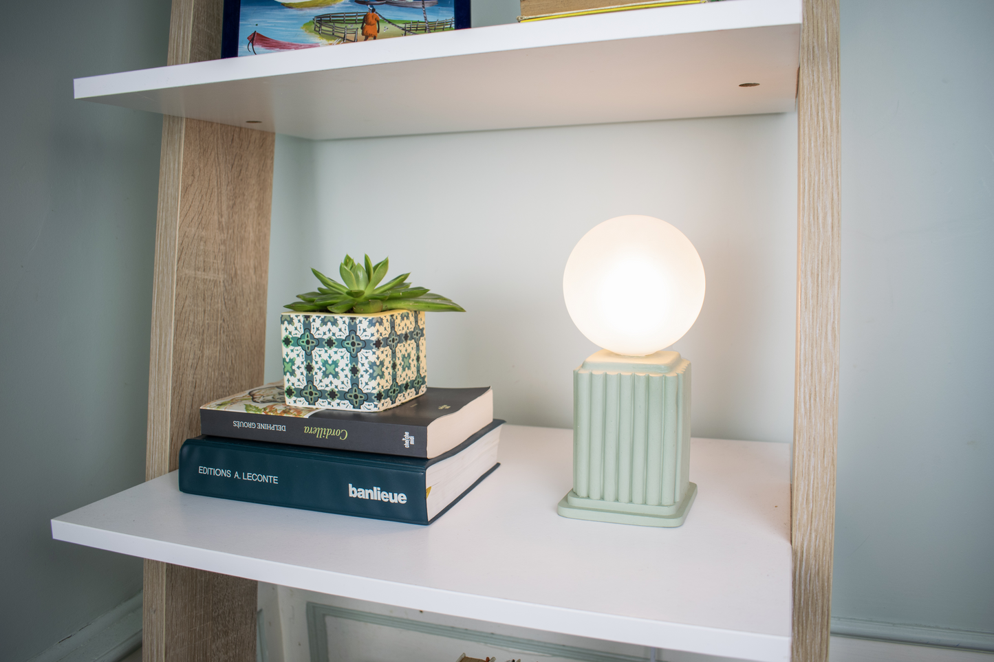 Green Heera | Small Sage Green Square Table Lamp Base