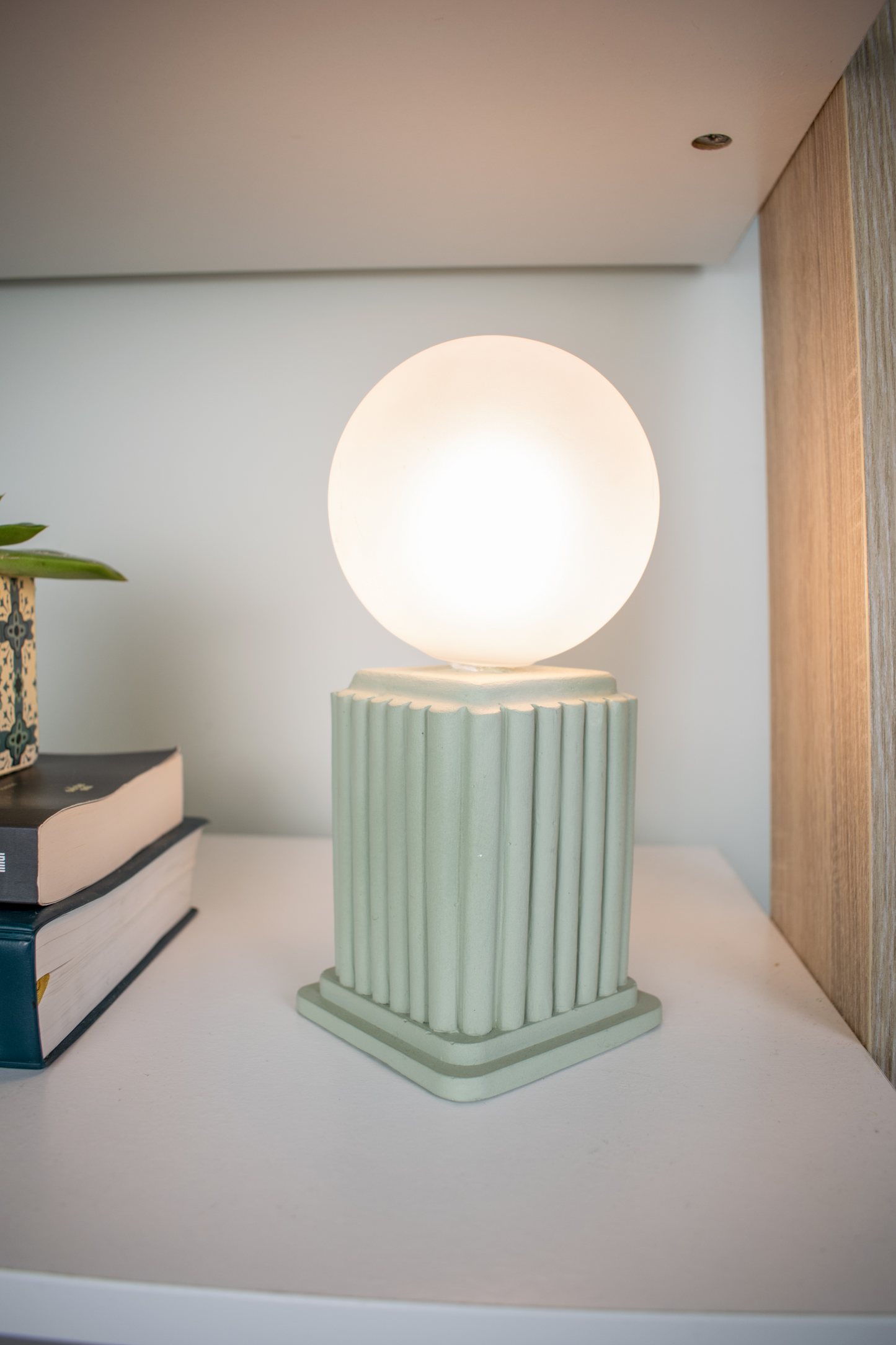 Green Heera | Small Sage Green Square Table Lamp Base