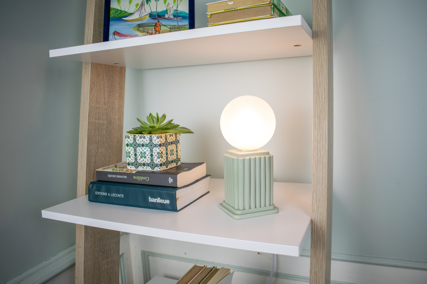 Green Heera | Small Sage Green Square Table Lamp Base