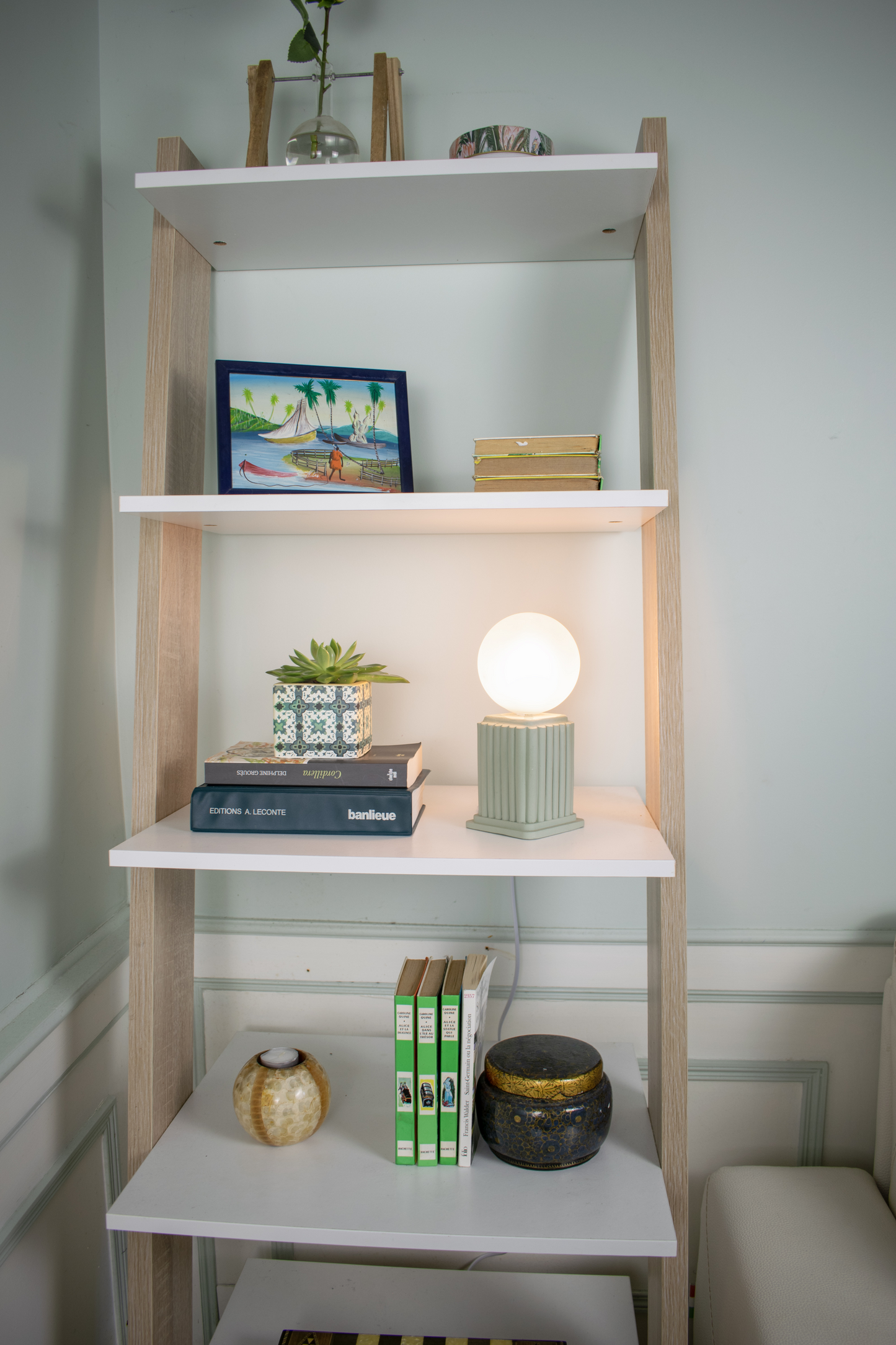 Green Heera | Small Sage Green Square Table Lamp Base