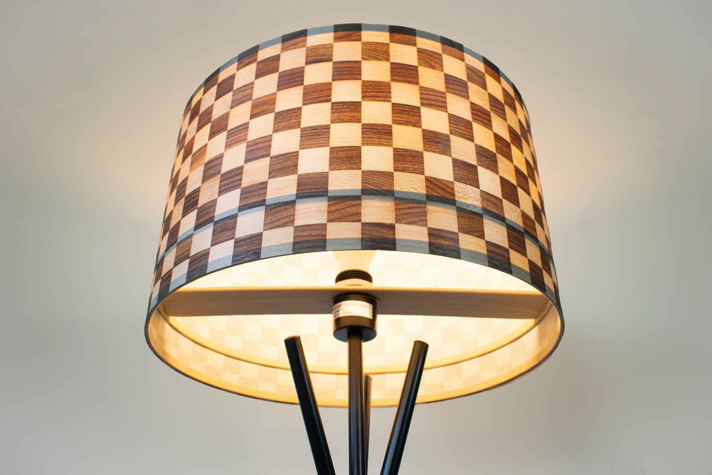 Brown and Beige Checkered Floor Lamp Shade