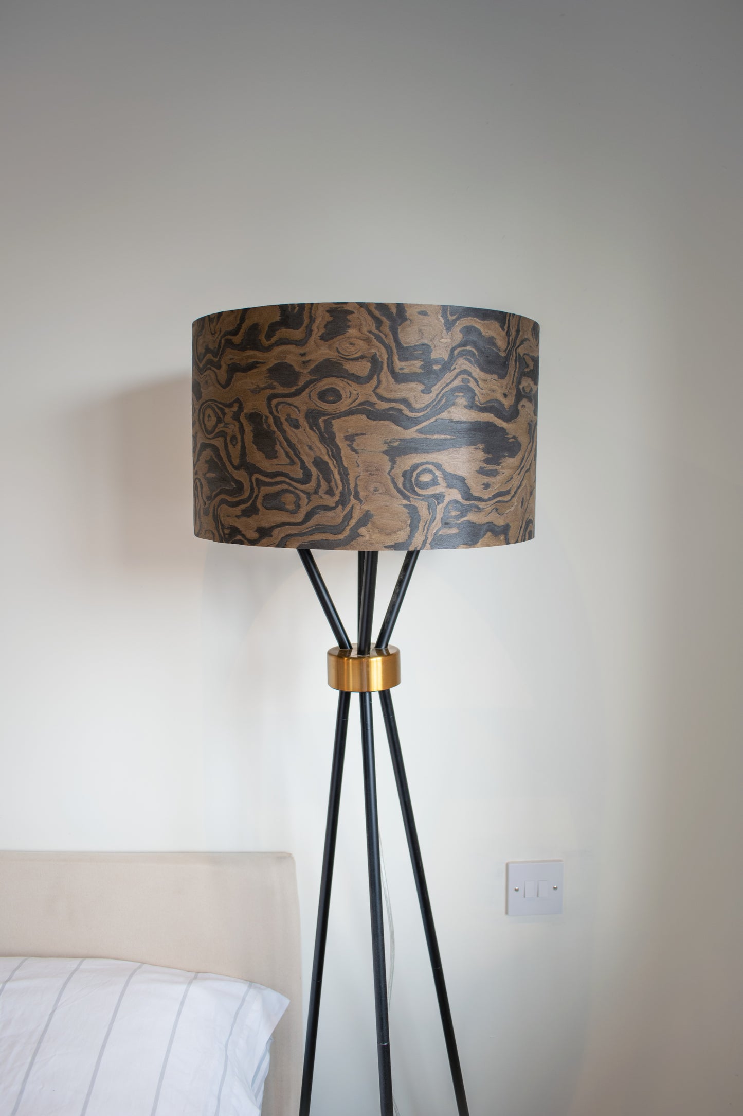 Black and Brown Wavy Abstract Lampshade for Floor Lamps or Table Lamps