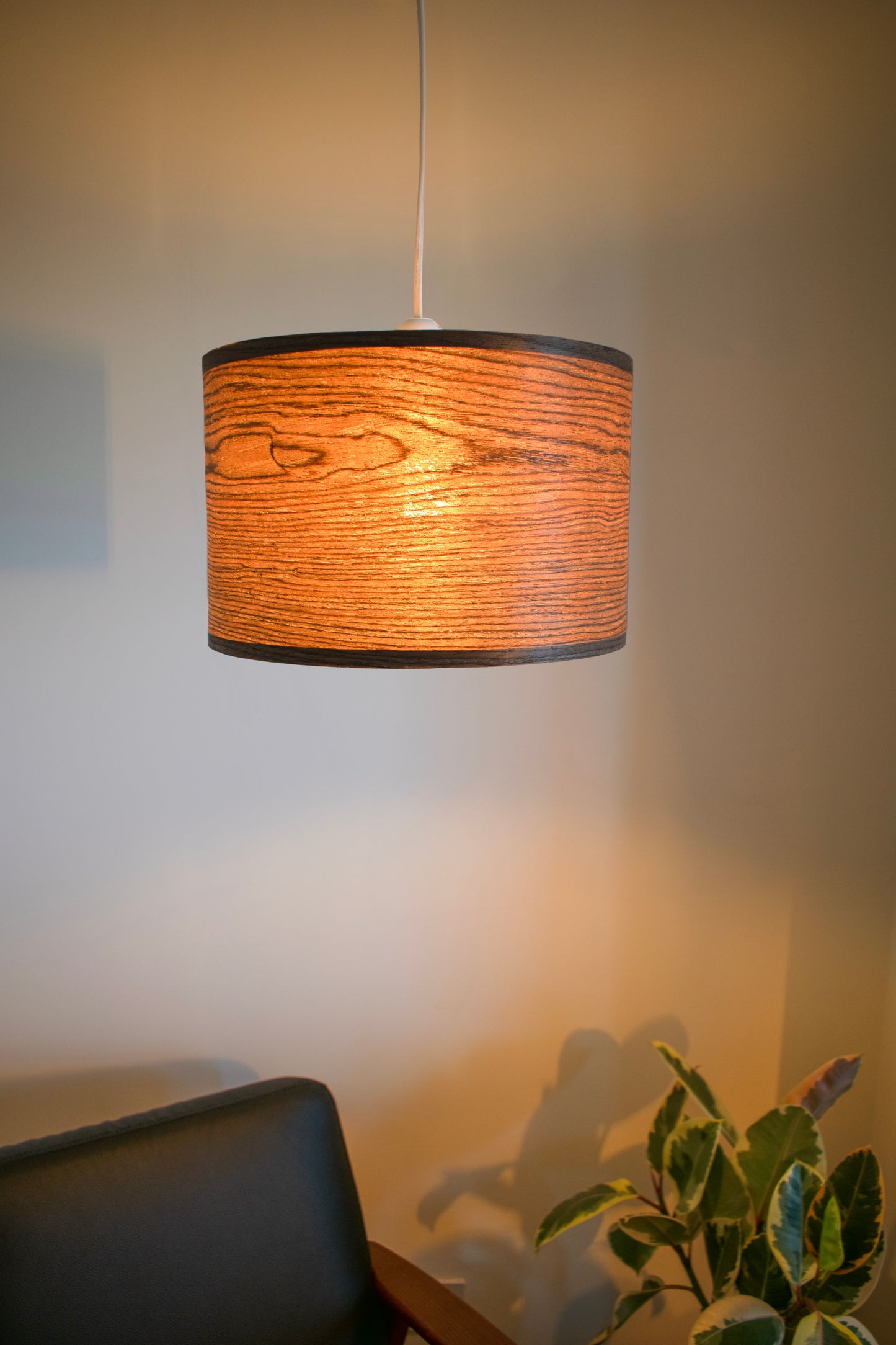 30cm Dark Walnut Wood veneer ceiling pendant light shade