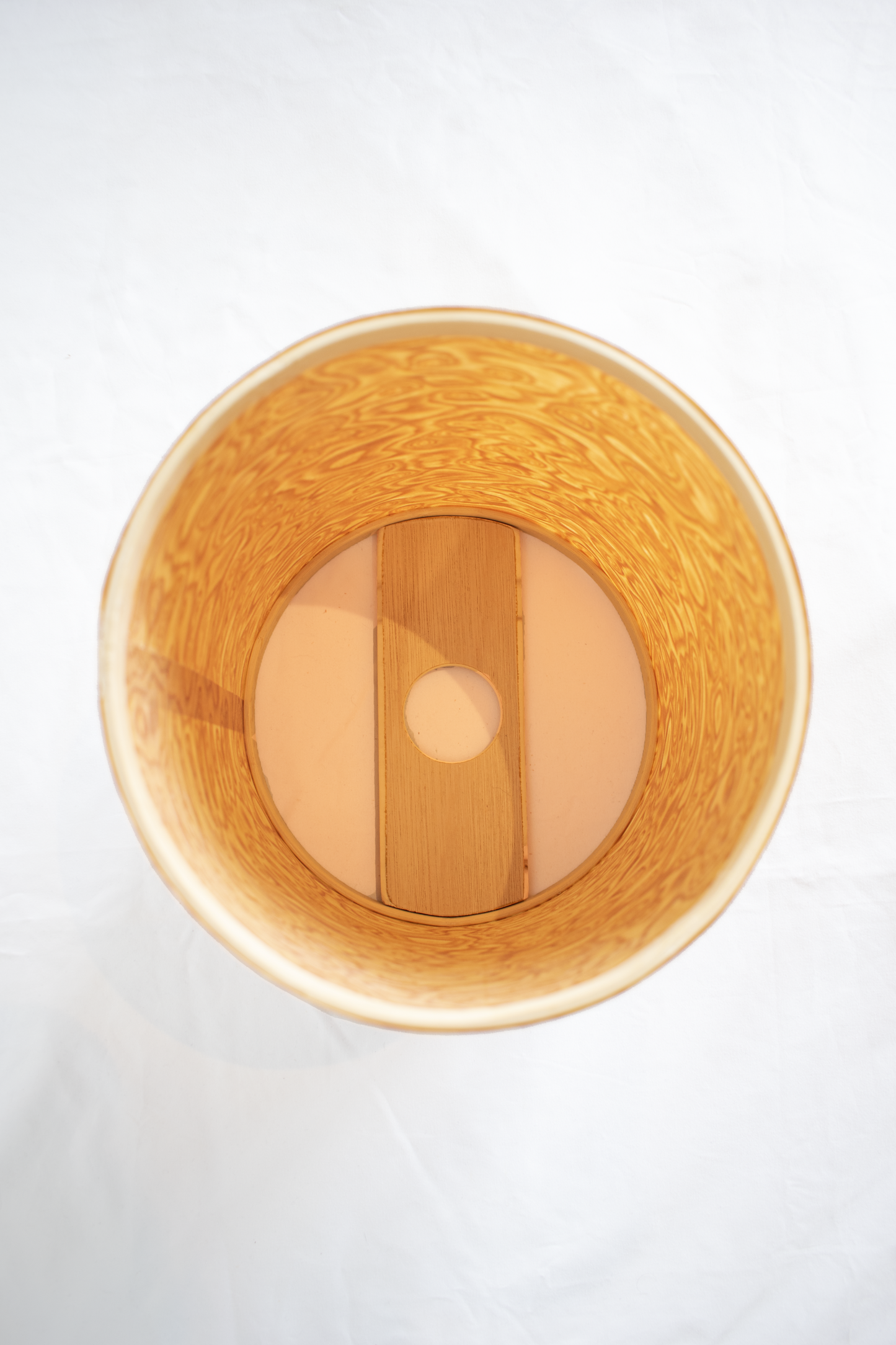 Tall Bird's Eye Lampshade with a Light Wood Base