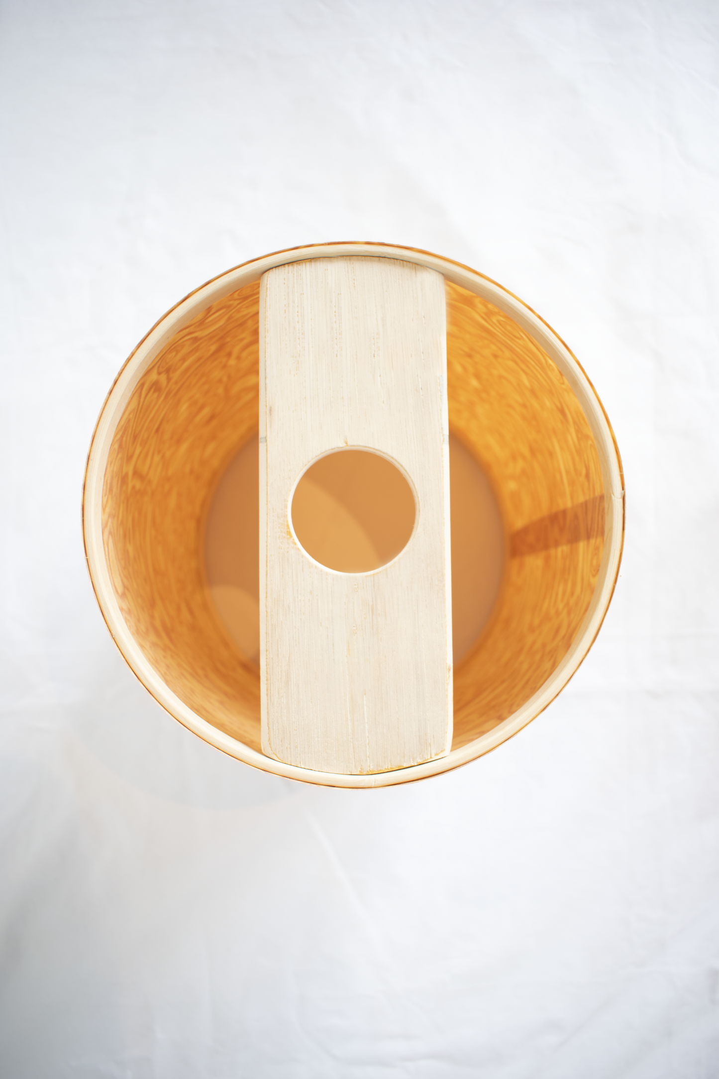 Tall Bird's Eye Lampshade with a Light Wood Base