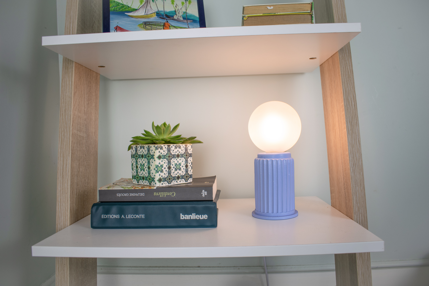 Blue Adeera | Small Light Blue Dimmable Bedside Table Lamp
