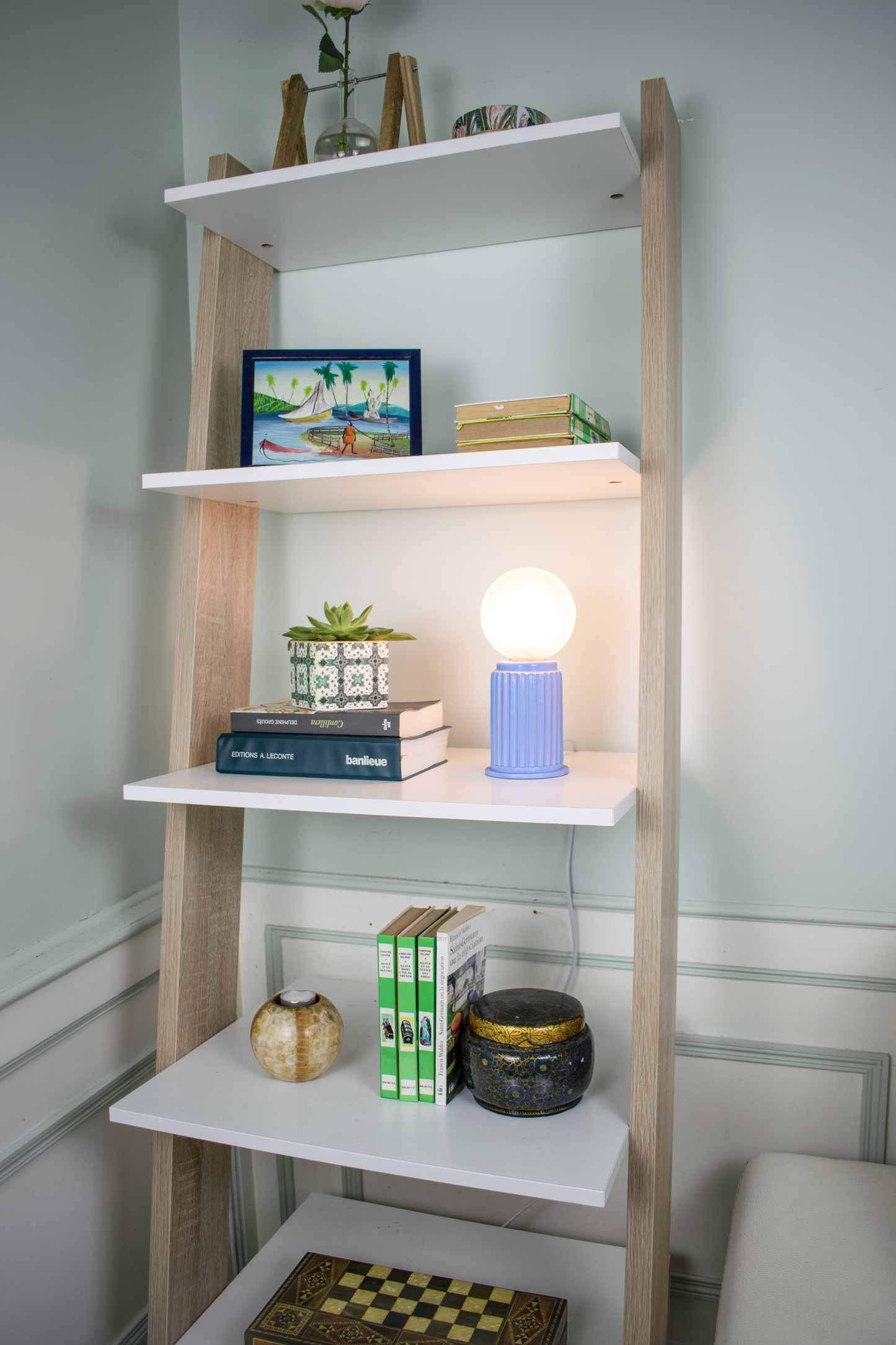 Blue Adeera | Small Light Blue Dimmable Bedside Table Lamp