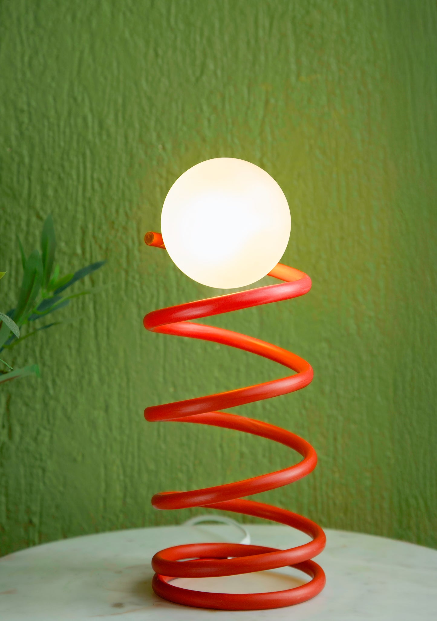 Unique Round Spring Table Lamp in Red Colour