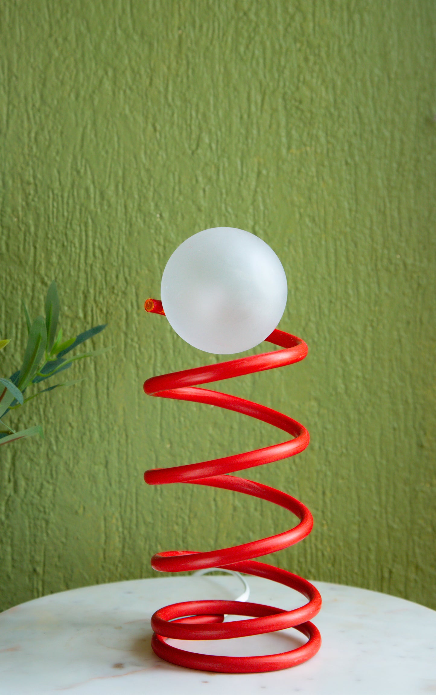Unique Round Spring Table Lamp in Red Colour