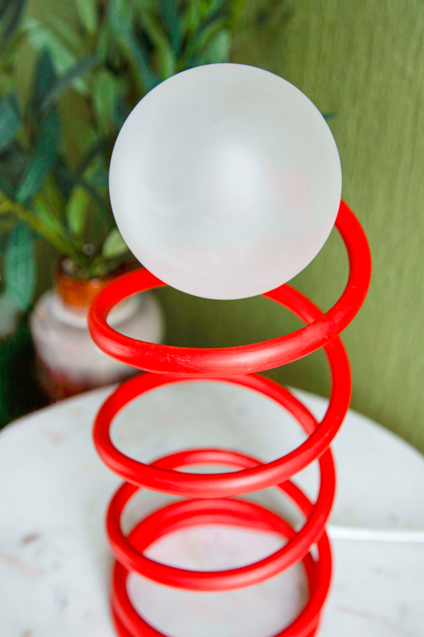 Unique Round Spring Table Lamp in Red Colour