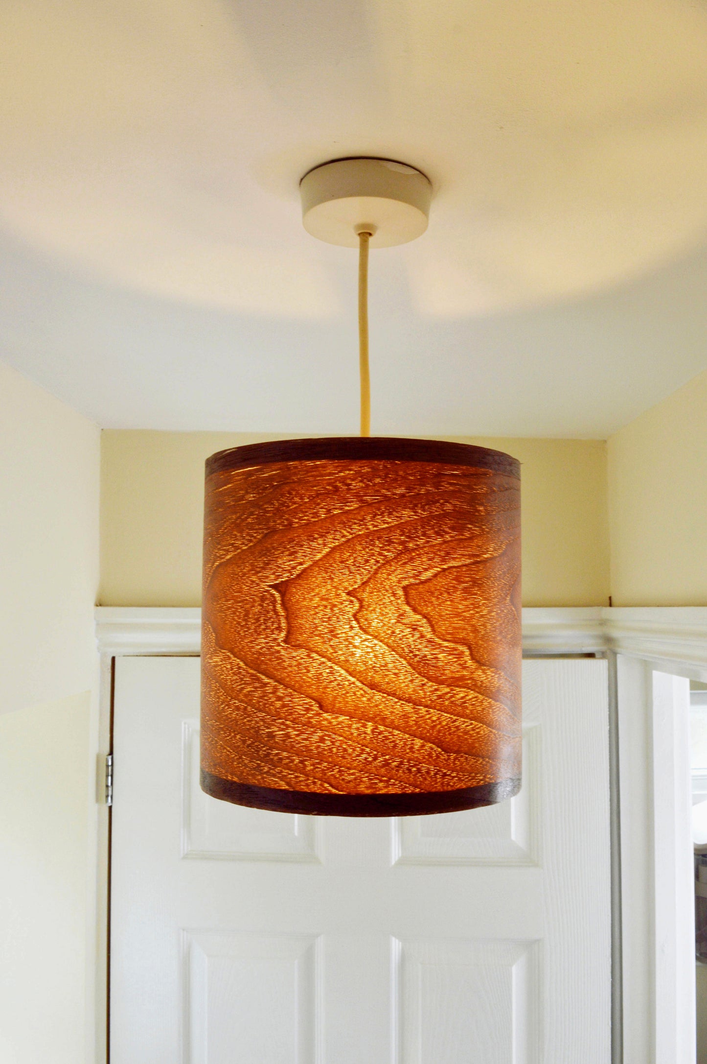 20cm Dark Walnut veneer ceiling pendant light shade