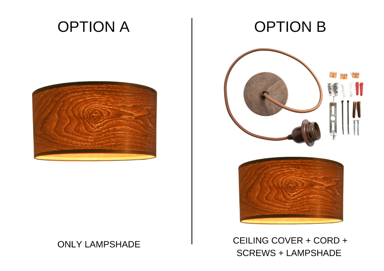 50cm Walnut Wood Ceiling Pendant Lampshade