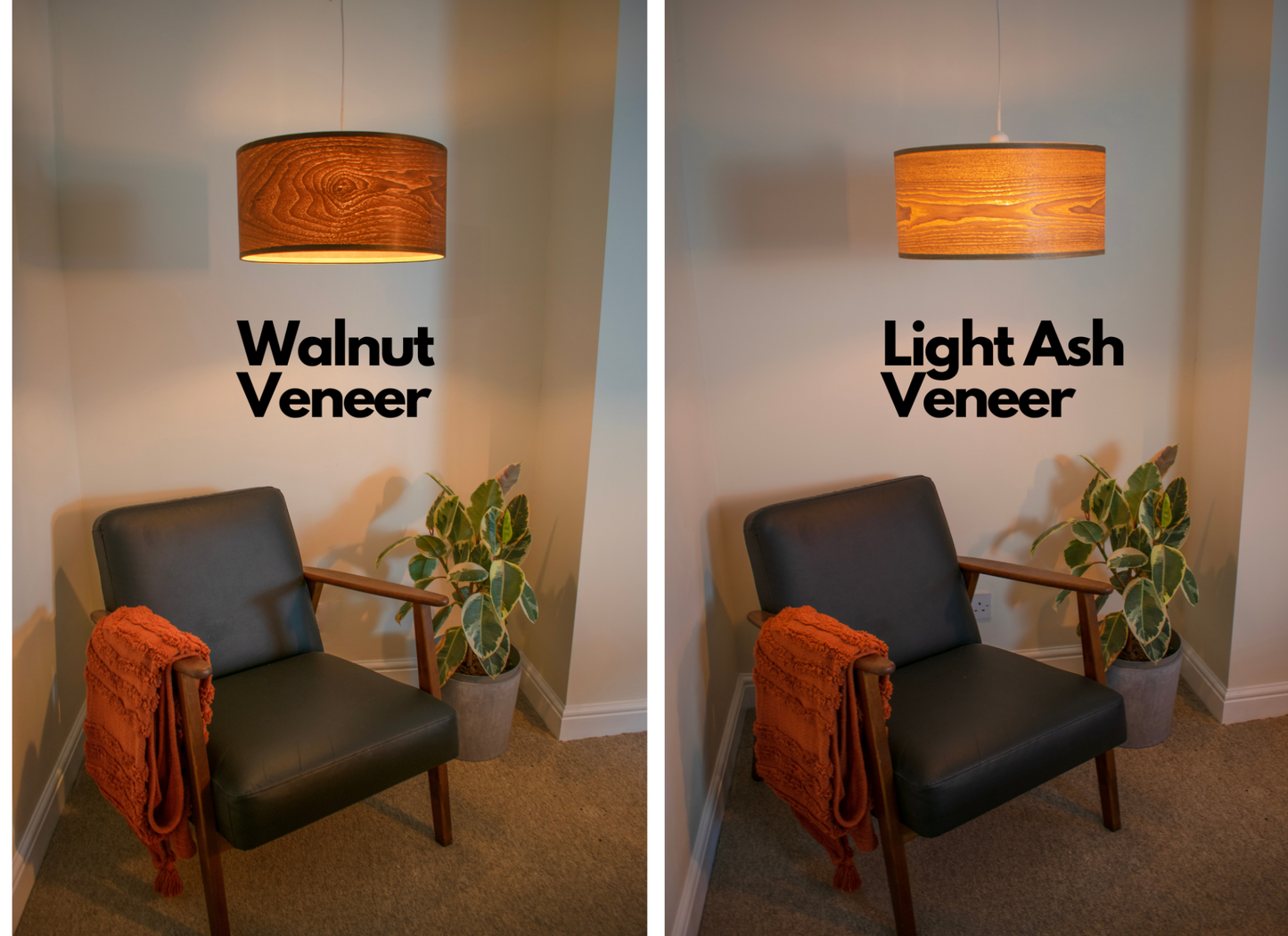40cm Ash Tree Wood veneer extra large hanging ceiling pendant light shade