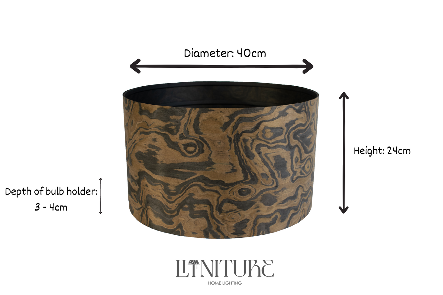 Black and Brown Wavy Abstract Lampshade for Floor Lamps or Table Lamps