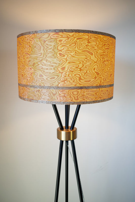Large Bird's Eye Wood Veneer Lampshade with Wavy Swirl Burl Maple Effect for Floor Lamps or Table Lamps