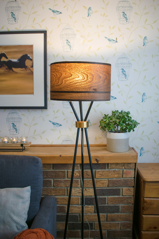 American Walnut Veneer Lampshade for Floor Lamps or Table Lamps