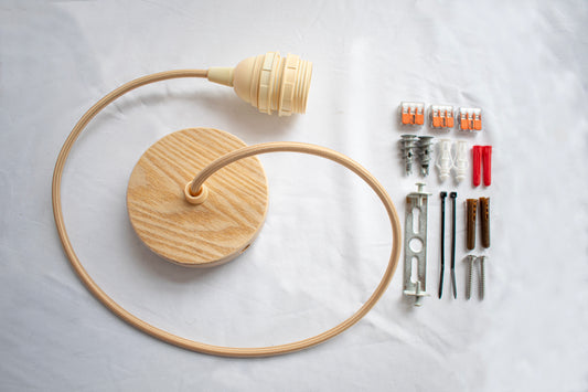 Wooden Ceiling Cover & Fabric Cord Set – Light Ash