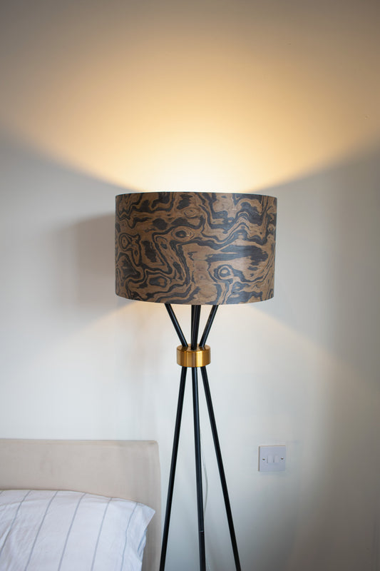 Black and Brown Wavy Abstract Lampshade for Floor Lamps or Table Lamps