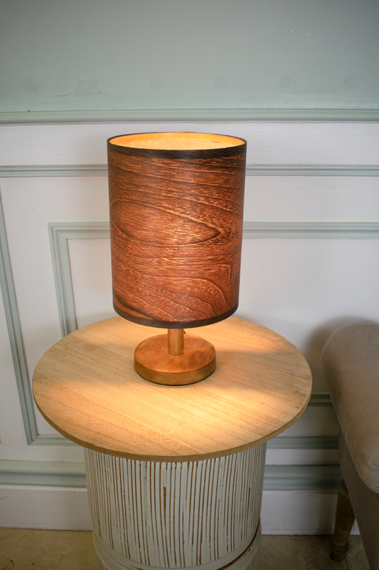 Tall Dark Walnut Lampshade with a Wood Base