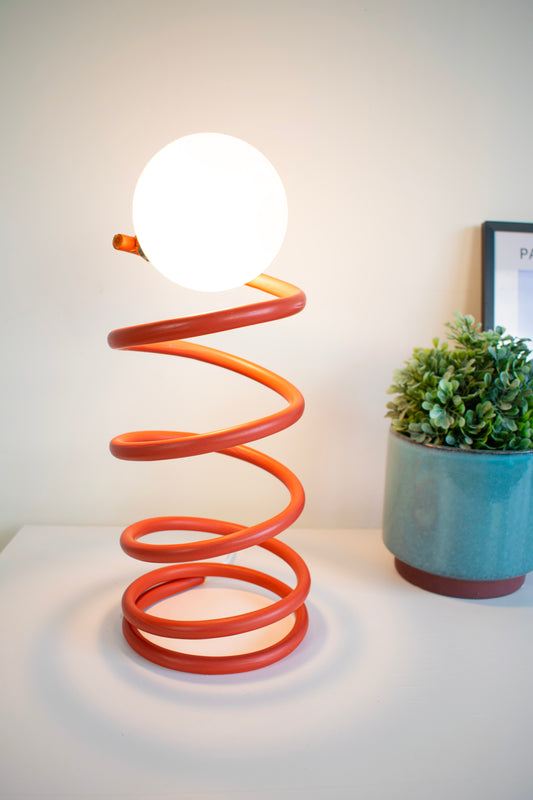Unique Round Spring Table Lamp in Red Colour