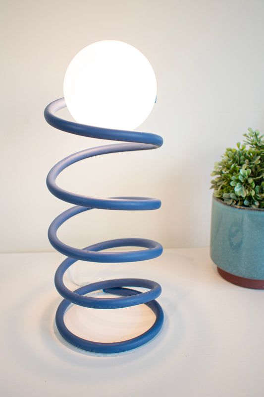 Unique Round Spring Table Lamp in Blue Colour