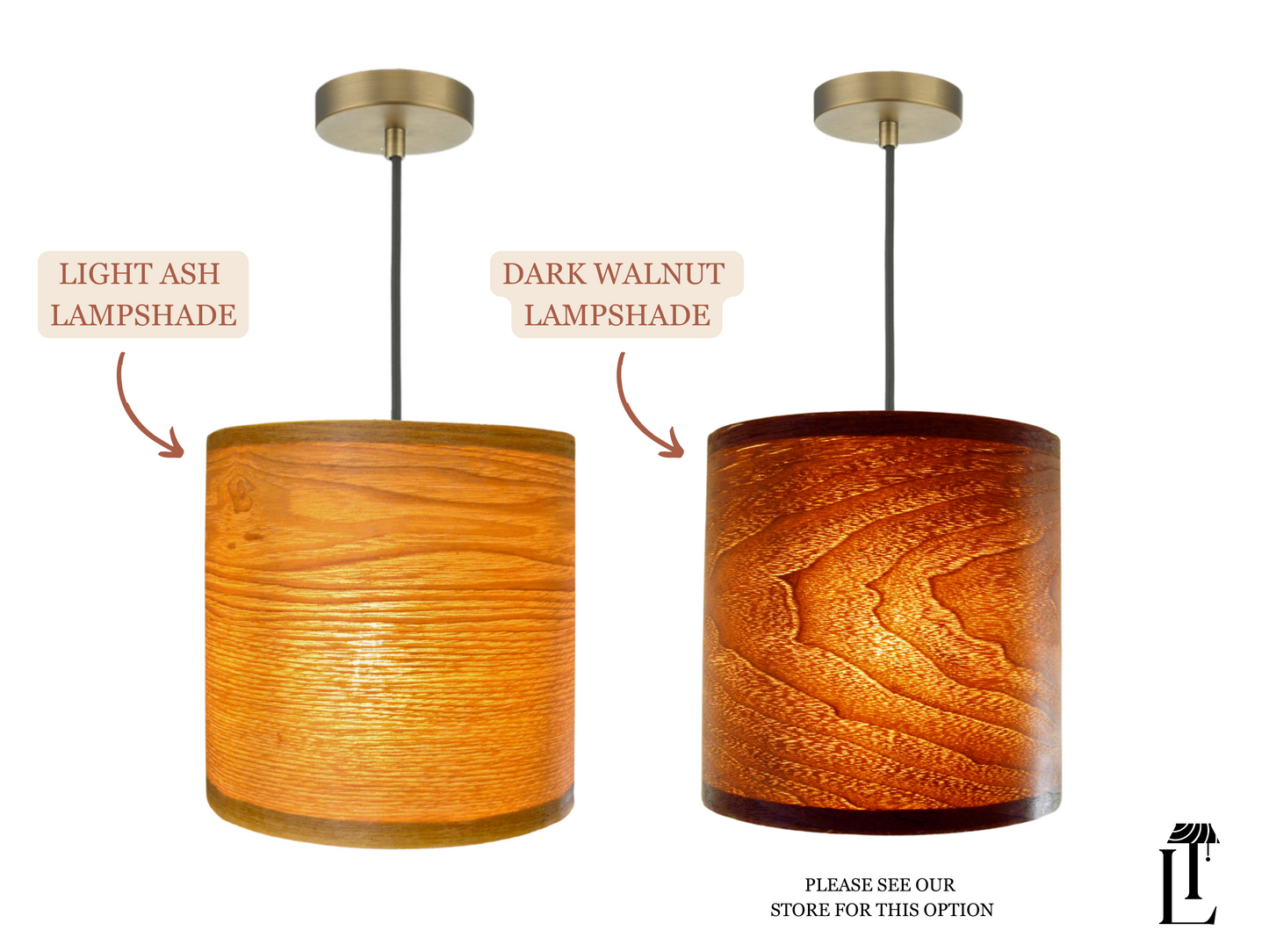 20cm Ash Oak Wood veneer ceiling pendant light shade